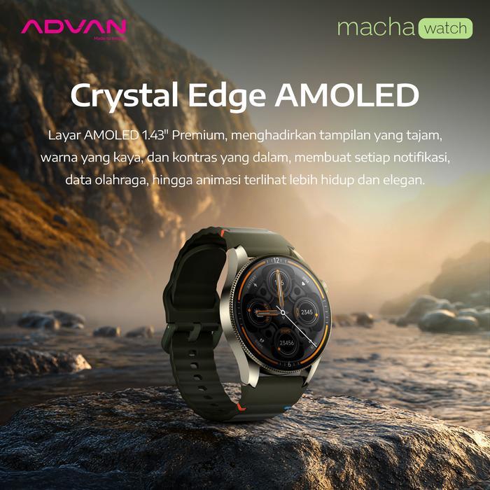 ADVAN Smartwatch Macha Build-in GPS AI Assistant AMOLED 1.43" Active Compass 3ATM Waterproof Tahan Air Jam Tangan Pintar Bluetooth Call Always On Display AOD Bluetooth Call Support Strava - Black - Gambar 4