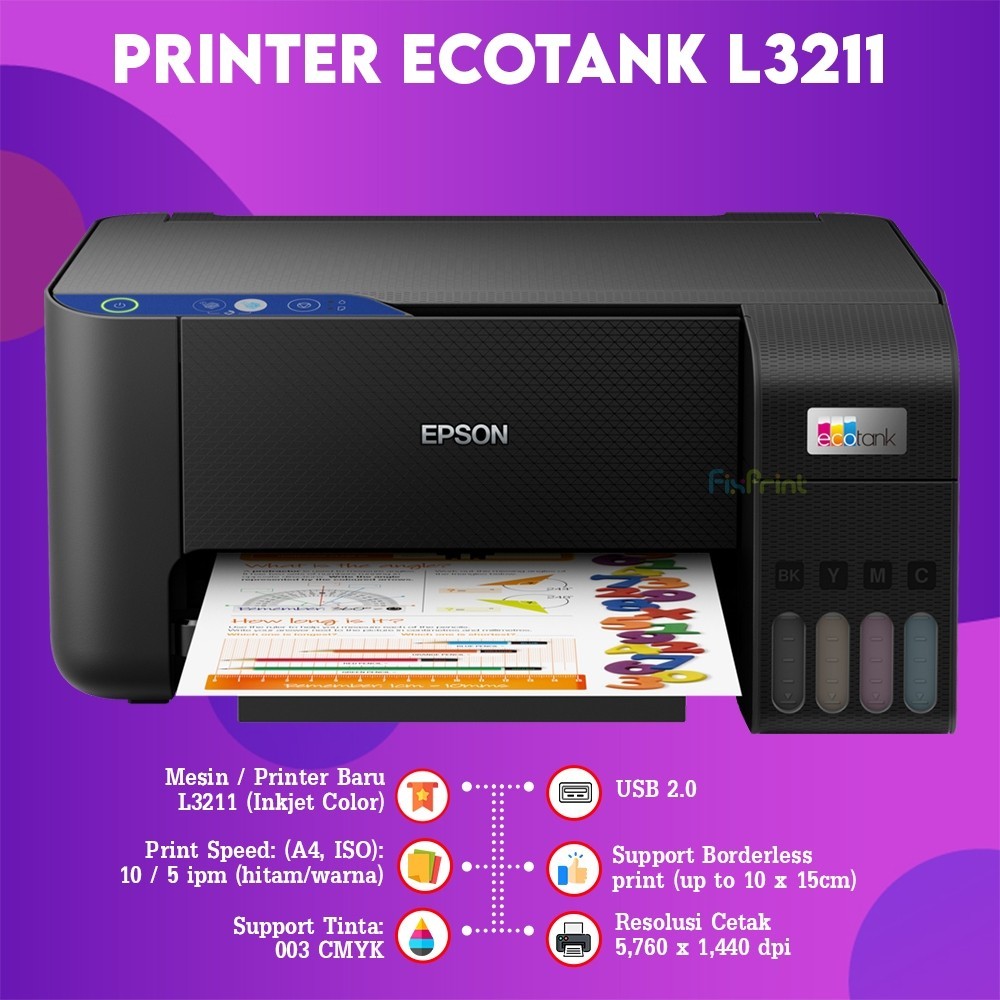 FixPrint Printer Epson EcoTank L3211 / L3210 / L3216 / L121 / L1210 / L1216 / L1211 / Original Epson