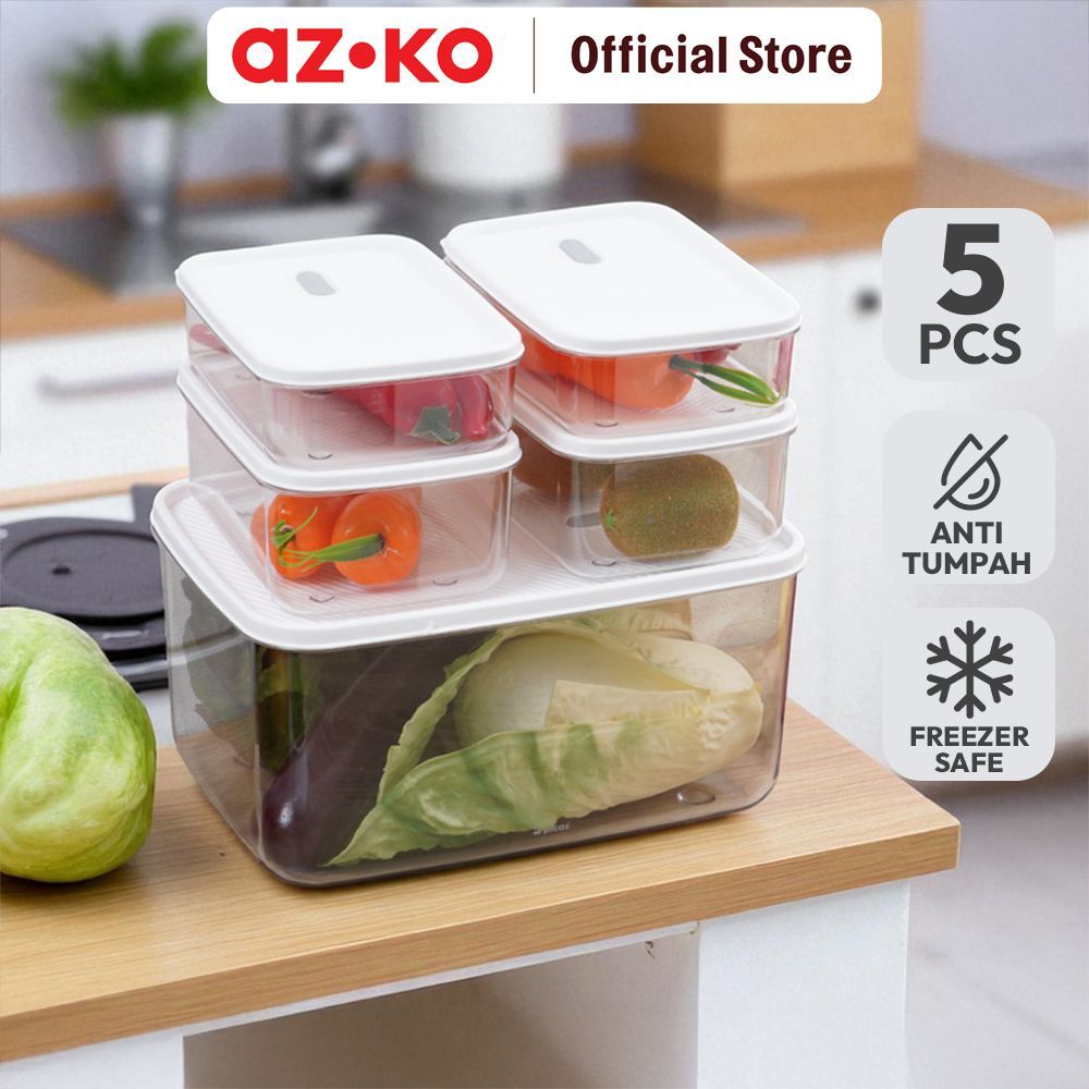 AZKO Picas Set 5 Pcs Wadah Makanan Food Container Kotak Makan Food Grade Serbaguna Tempat Makanan Food Storage Kitchenware