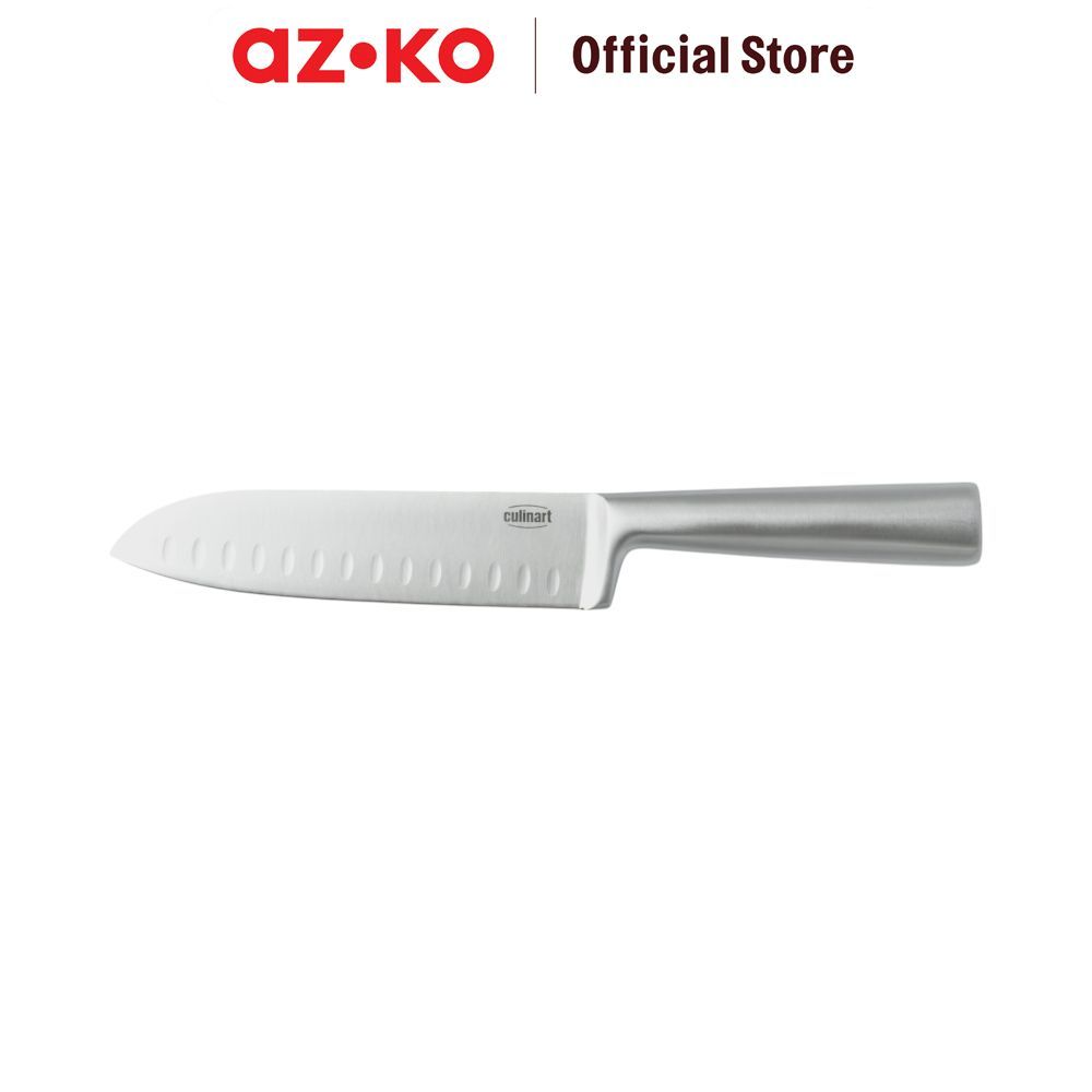 AZKO Culinart 7 inci Pisau Santoku Hollow - Silver Alat Pemotong Pisau Pengiris Pencincang Serbaguna Piso Tajam Peralatan Masak