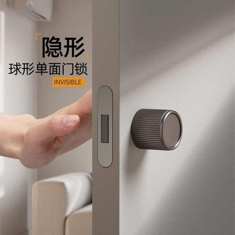 Single-Sided Invisible Door Lock Italian Minimalist Black Zinc Alloy ...