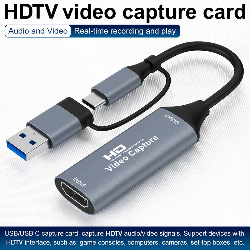 1080P Capture Card 4K HDMI-compatible to USB-A/USB-C USB2.0 Capture ...