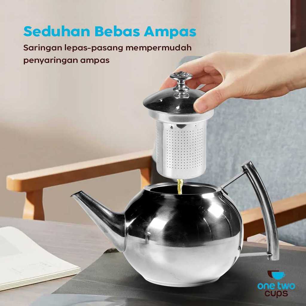 AKIEMSTR Teko Teh Stainless Steel Saringan Water Kettle Teapot 1L - A2 - Gambar 3