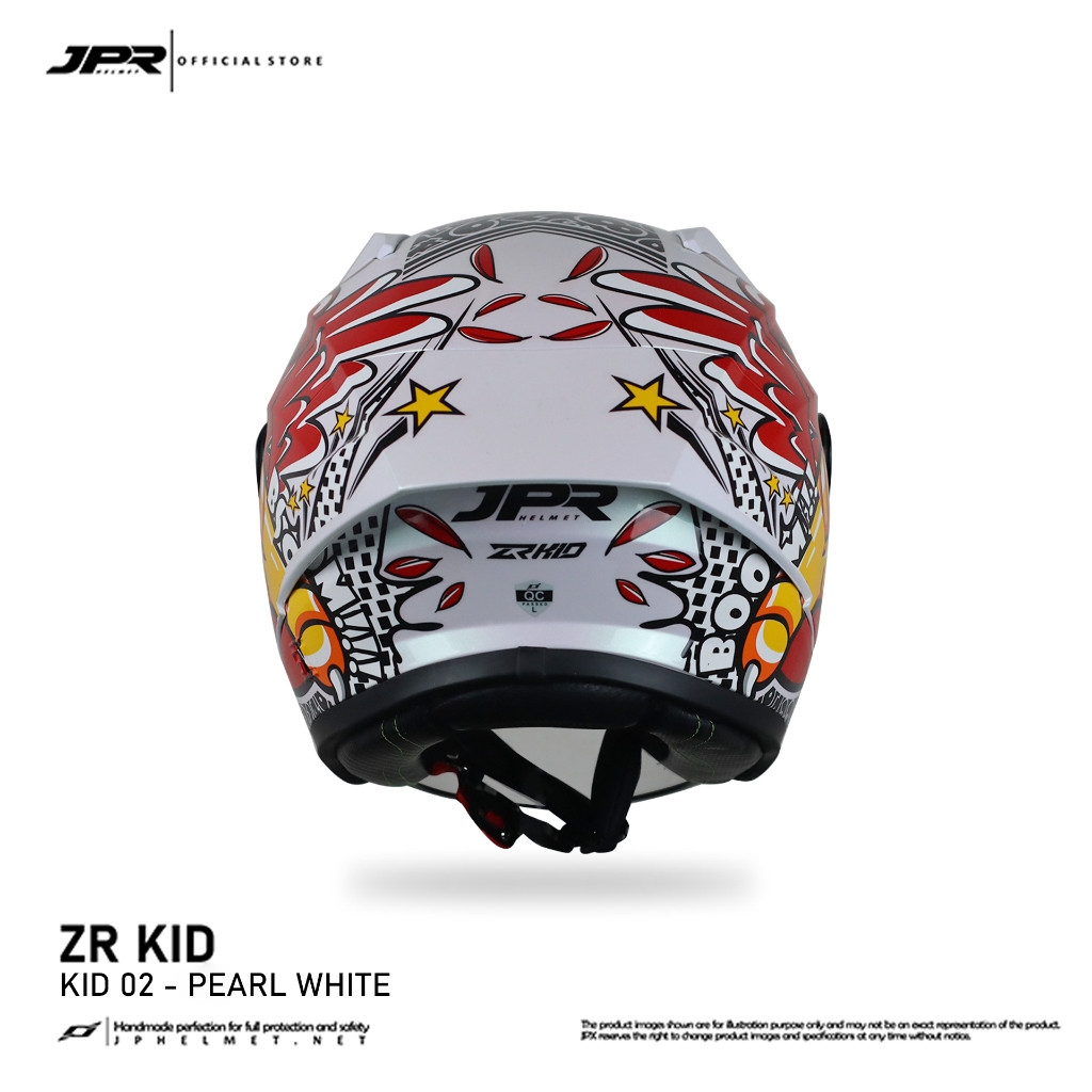 Helm Halfface JPR ZR Kidz Original Full ABS SNI - 02 Pearl White - Gambar 2