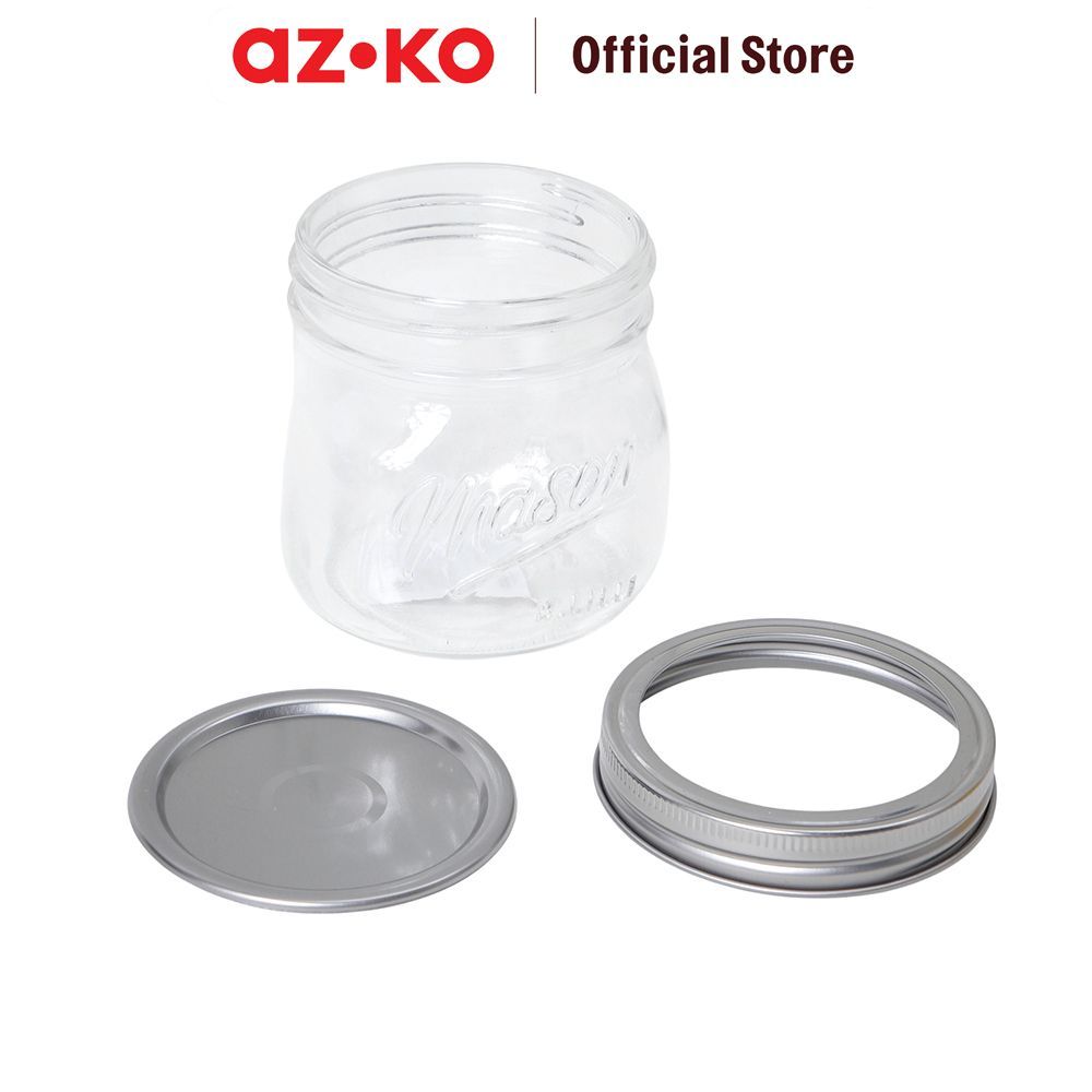 AZKO Culinart Mason Stoples Kaca Dengan Tutup Half Wide 480 ml Transparan Jar Kedap Wadah Lock Toples Rapat Kontainer Lock - Gambar 3