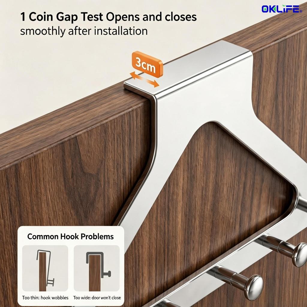 Metal Over The Door Hook Hanger Rack Multi‑Hook Door Back Storage Organizer for Clothes Bag Keys view 3