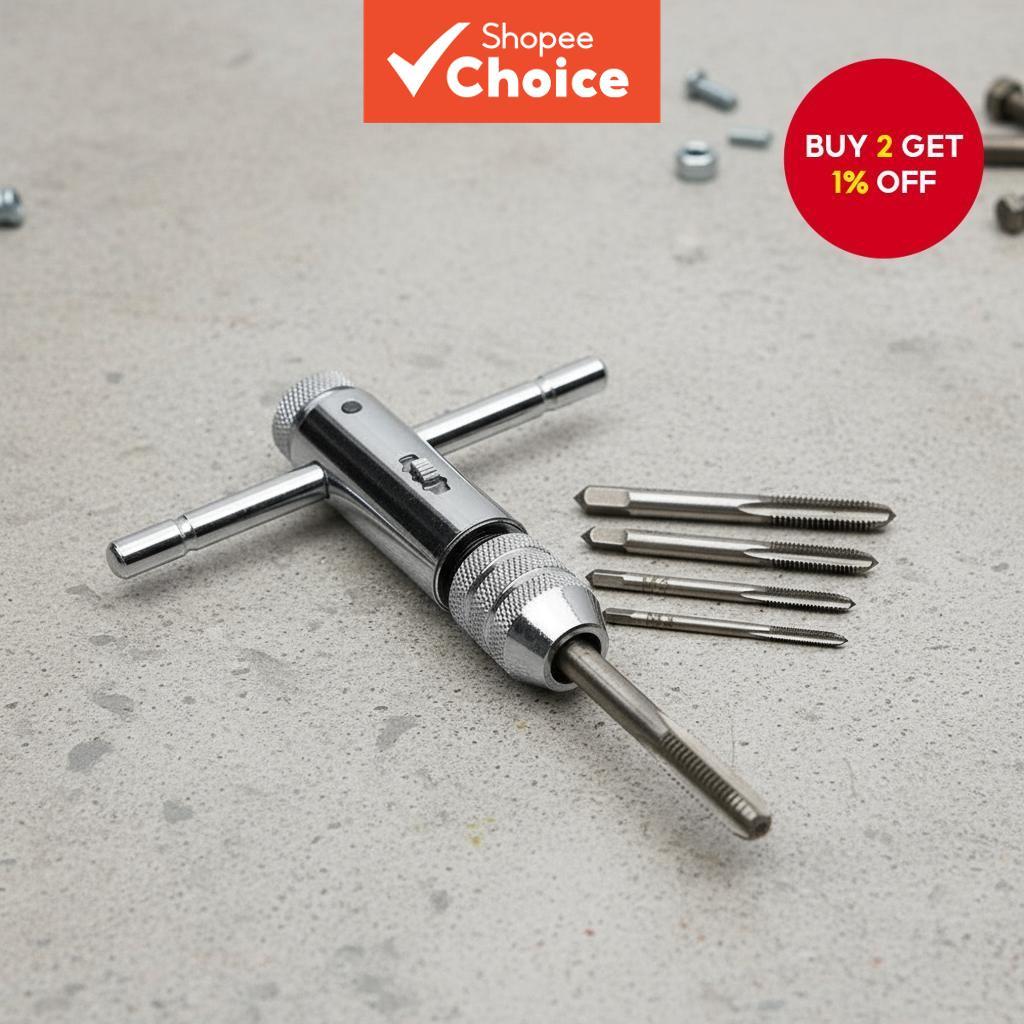 M3 M4 M5 M6 M8 Metric Thread Plug Tap Reamer with Adjustable Ratchet ...