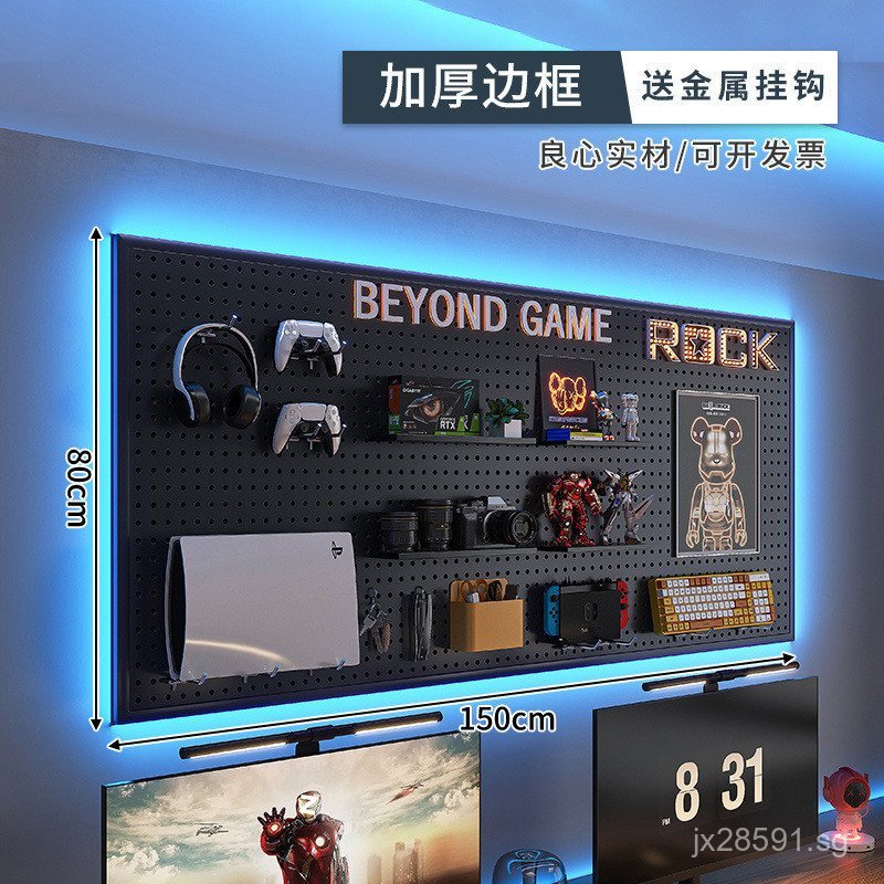 Wall-mounted Computer Desk Wall Decoration Storage Gaming Pegboard ...