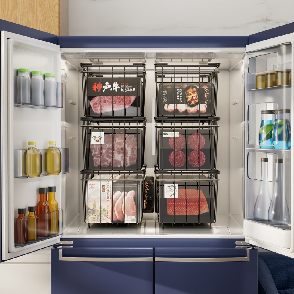 Freezer Storage Basket Hanging Basket Foldable Food Basket Freezer Rack ...