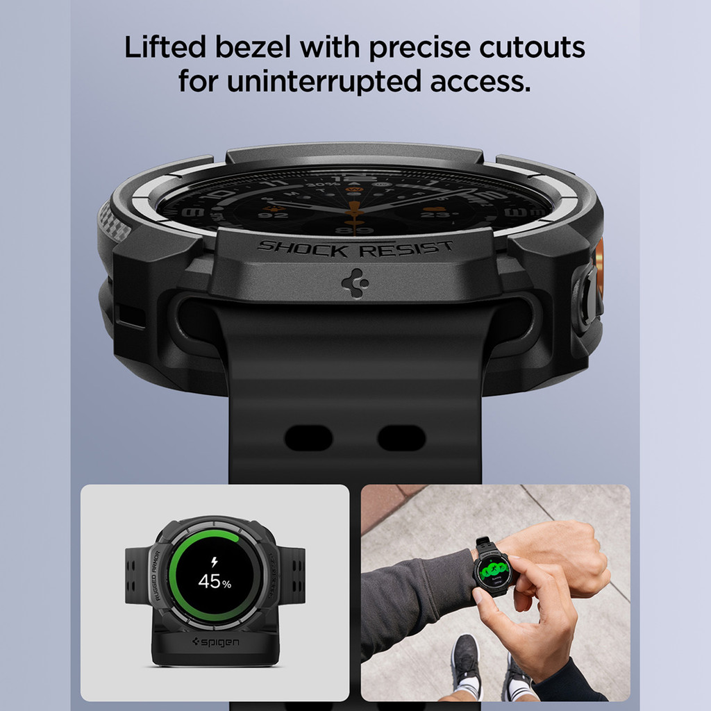 SPIGEN Case Strap for Samsung Galaxy Watch Ultra 2 47mm Rugged Armor Pro Black Rubber Silicone Softcase Band - Gambar 3