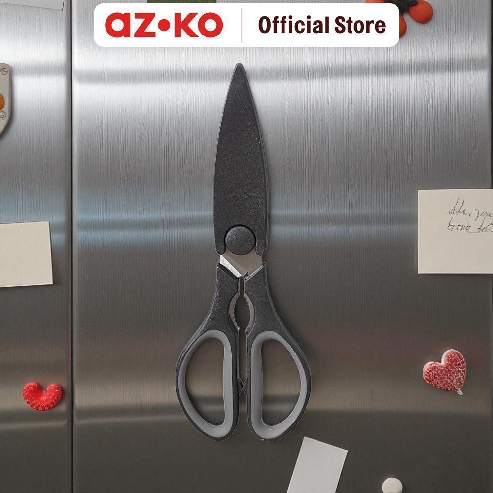 AZKO Culinart Gunting Dapur Dengan Cover Ap - Hitam Kitchen Shears Scissors Dapur Gunting Masak Pemotong Makanan - Gambar 3