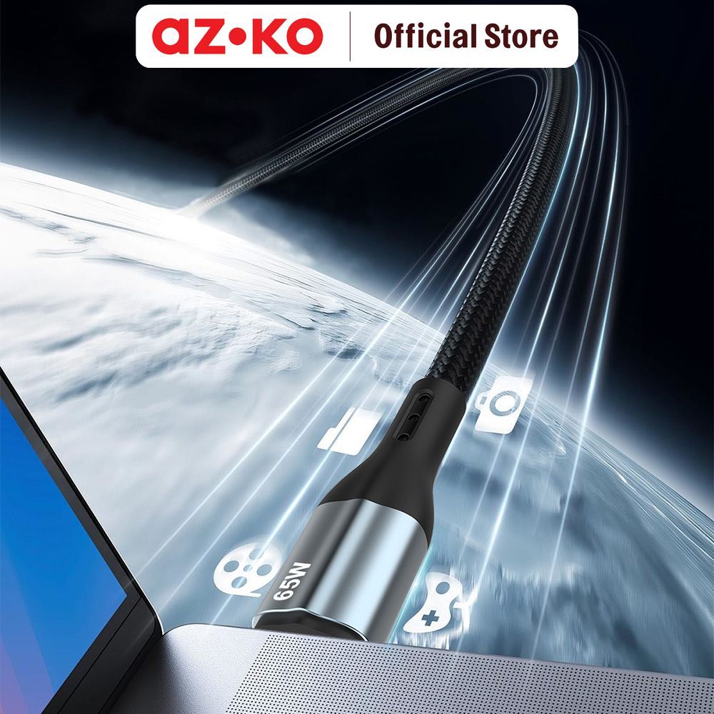 AZKO Sovox Kabel Charger 65 Watt - Hitam Fast Charging Kabel HP Braided Cable Aksesoris Gadget Pengisi Daya - Gambar 4