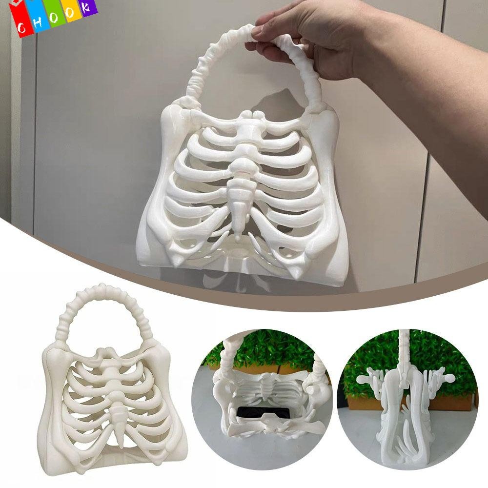 CHAAKIG Skeleton Handbag - Gothic Rib Cage Design Purse for Cosplay ...