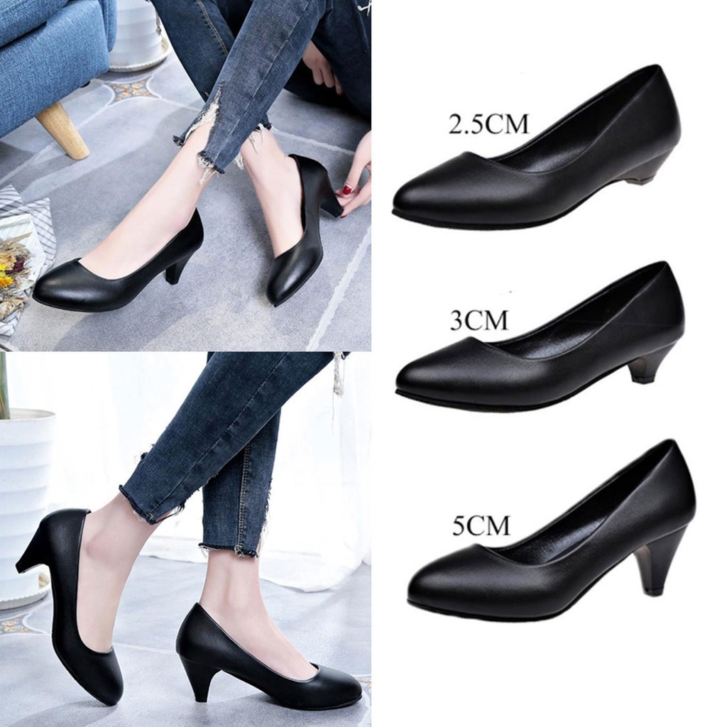 Professional Women's Matte Leather Shoes - Black with Pointed Toe ...