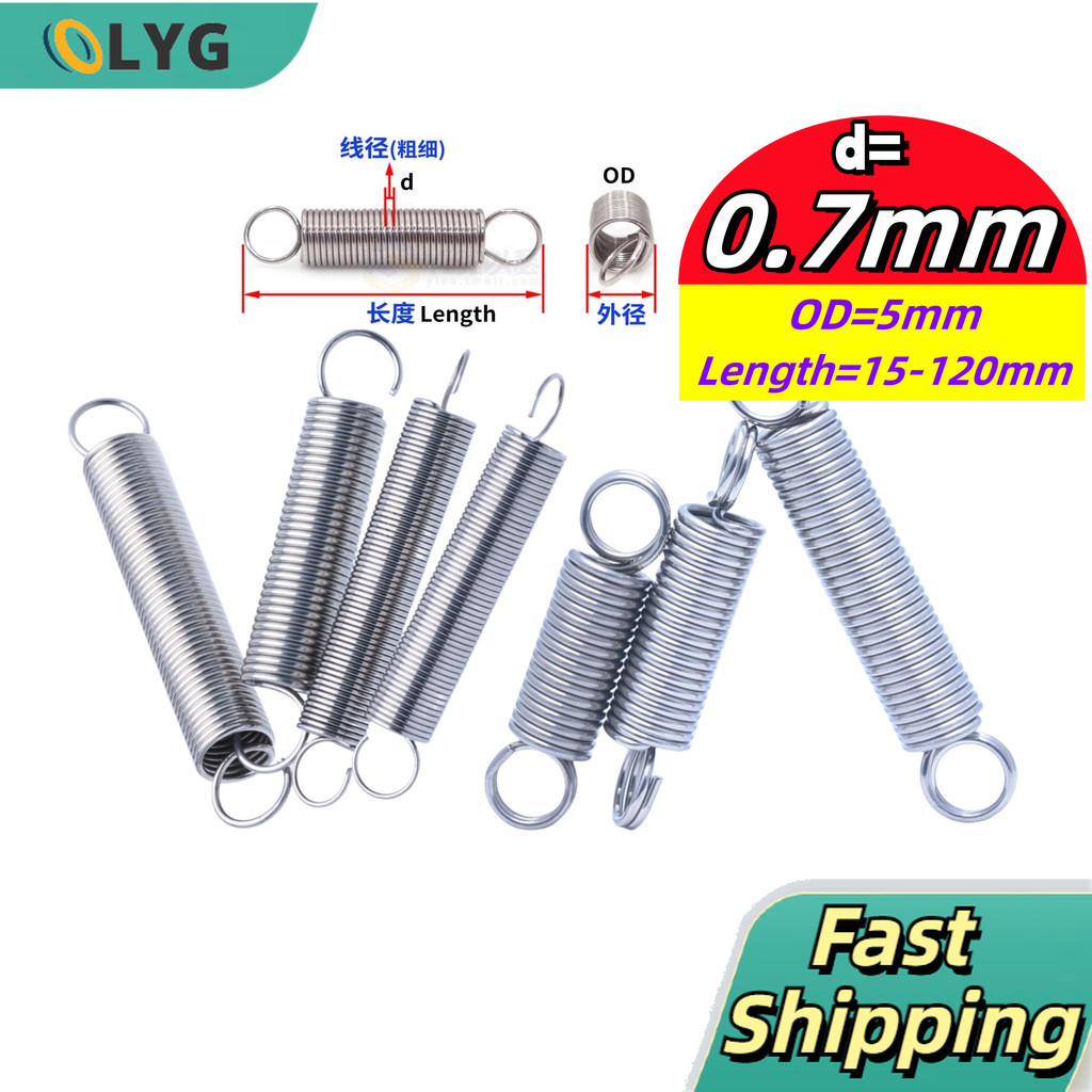 304 stainless steel Tension spring/spring d=0.7mm,OD5mm,L=15~120mm ...