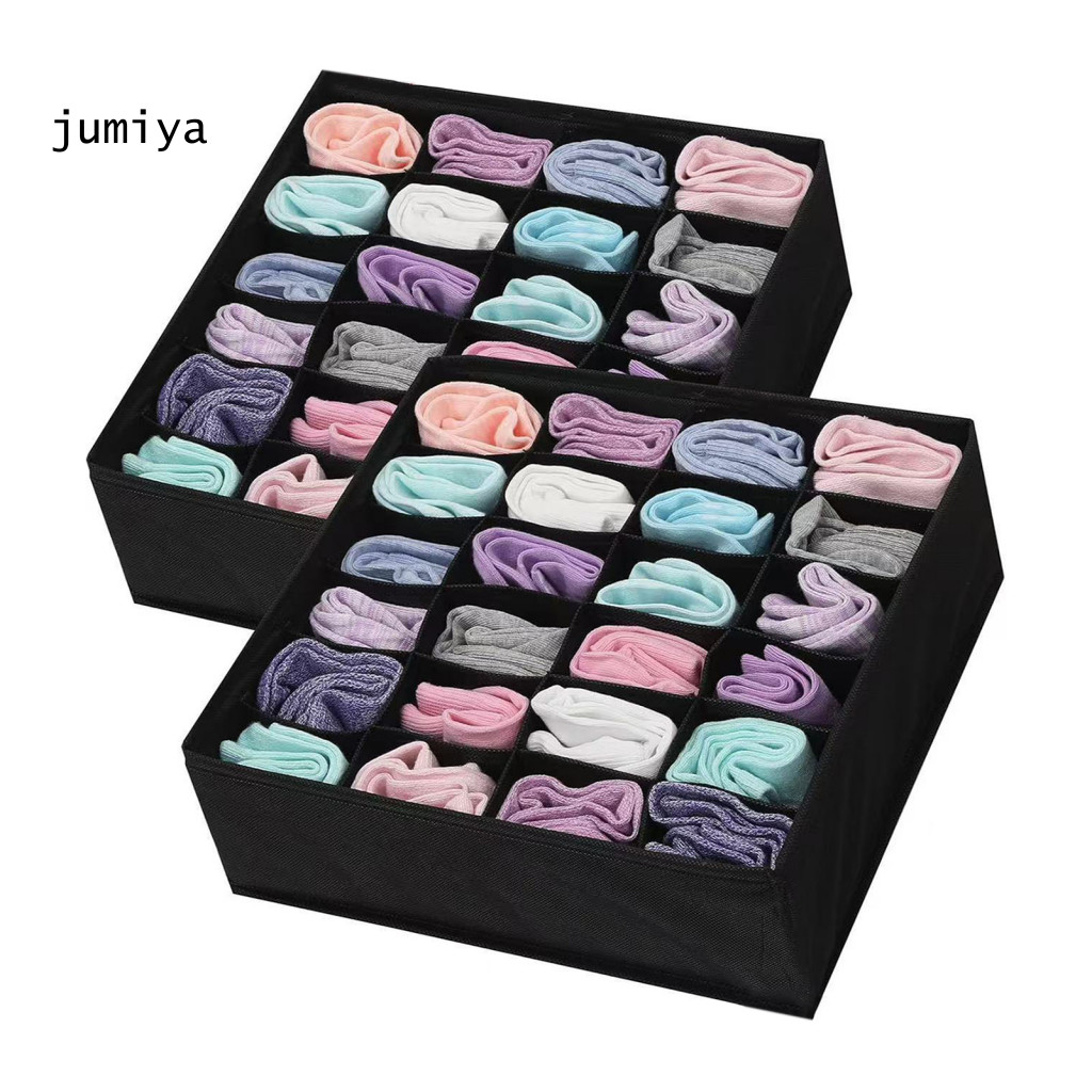 Sock Storage Box Foldable Sock Organizer 6 7 8 24 Compartment Sock ...
