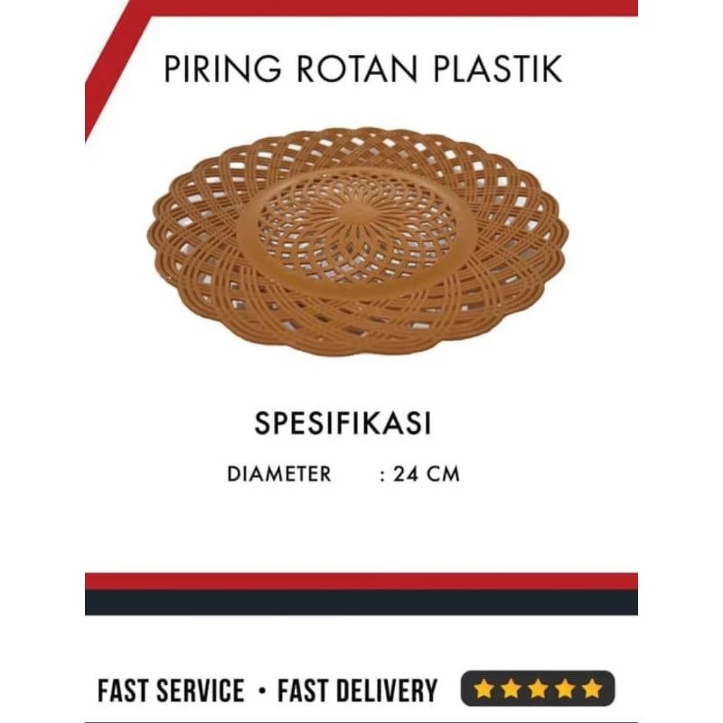 (BUBBLEWRAP) PIRING ROTAN ANYAM PLASTIK 22CM PER-LUSIN (12PCS) - Gambar 3