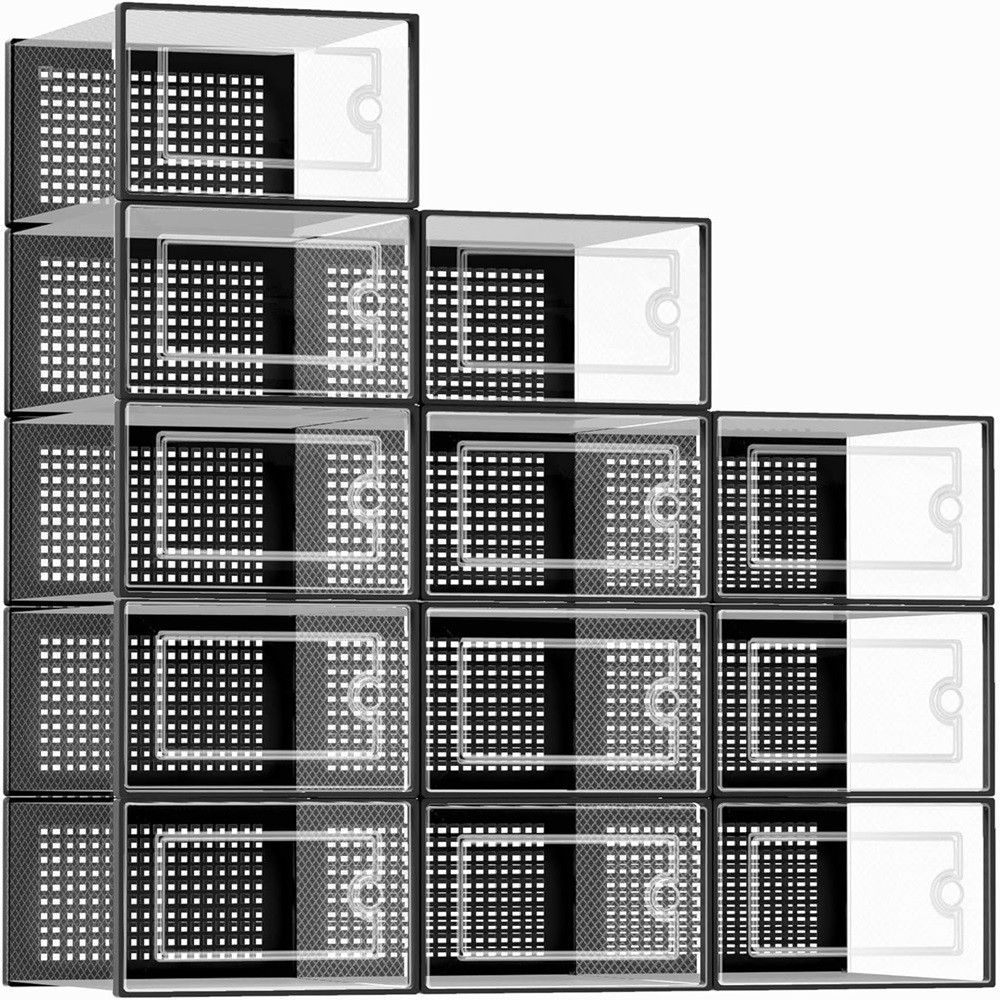 Shoe storage box, set of transparent plastic stackable shoe storage ...