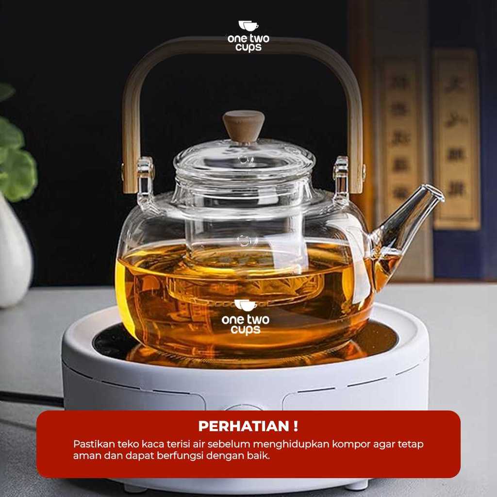 AKIEMSTR Teko Teh Kaca Borosilikat Saringan Tahan Panas Teapot - 8CV101 - Gambar 4