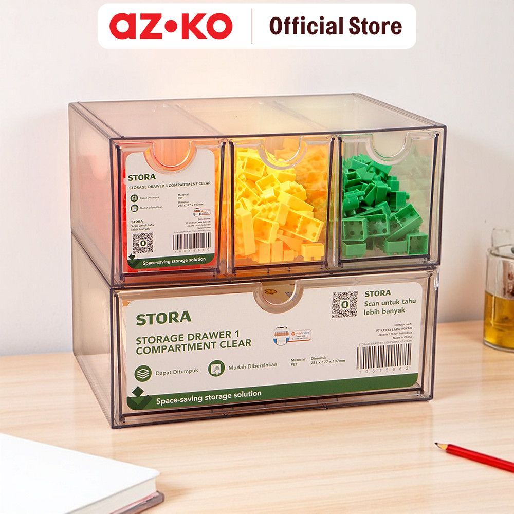 AZKO Stora Laci Penyimpanan Transparan Desk Drawer Organizer Tempat Alat Tulis Desk Storage Laci Meja