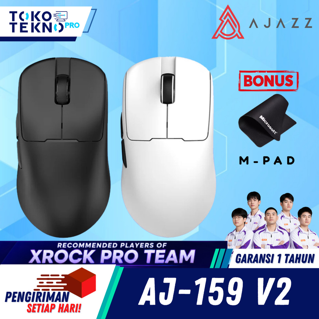 Ajazz AJ159 / AJ-159 V2 Gaming Mouse Wireless PAW3950 26000 DPI 56g Lightweight 2.4G Bluetooth USB Type-C