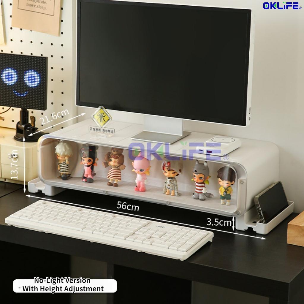 LED Light Monitor Stand With Transparent Blind Box Display Cabinet Multifunctional Desktop Storage Organizer view 10
