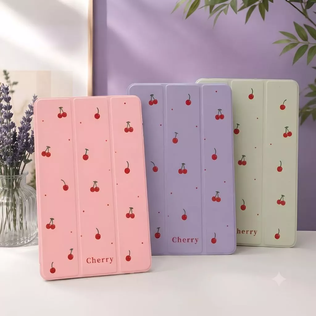 Case Baby Cherry Cute Samsung A11+ A9/A11 8.7" S10 Lite S9 FE S8 S7 S6 11" A7 LITE 8.7" Motif Cute Aesthetic Simple Trifold Stand Cover - Gambar 3