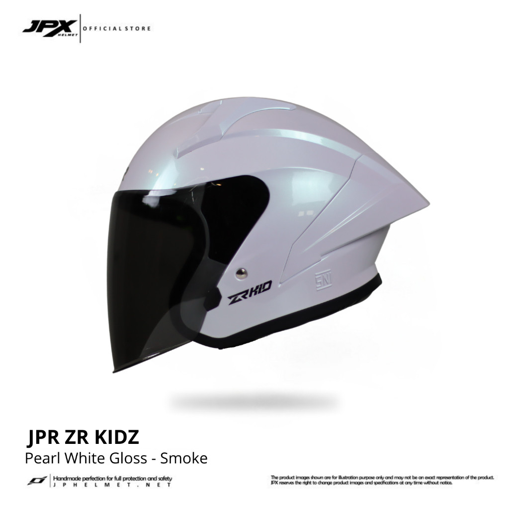 Helm Halfface JPR ZR Kidz Original Full ABS SNI - Pearl White
