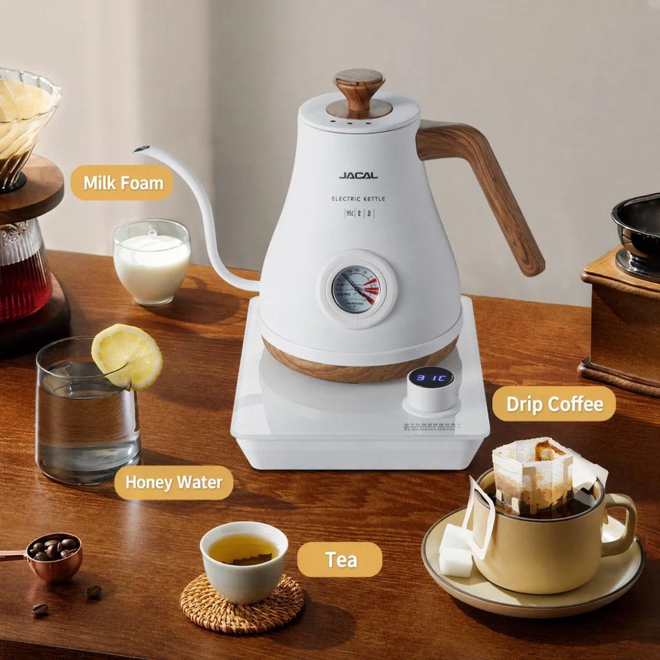 0.8L Intelligent Temperature Control Hand Brewed Coffee Pot Long Spout Kettle Tea Pot Temperature Regulating Electric Tea Pot - Gambar 4