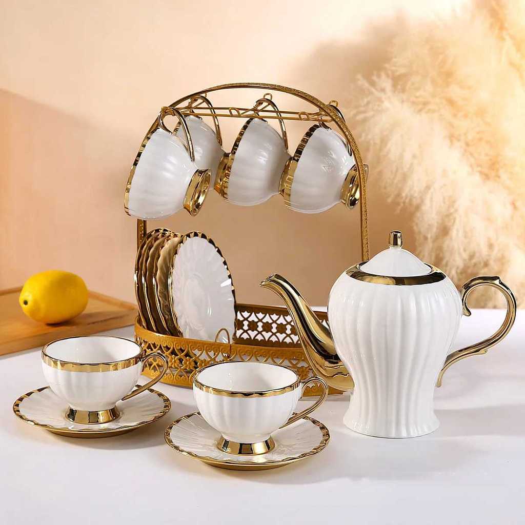 AKIEMSTR SELEAD Set Teko Cangkir Keramik Kopi Teh 1 Teapot 6 Cup Arabian Style - KFB195
