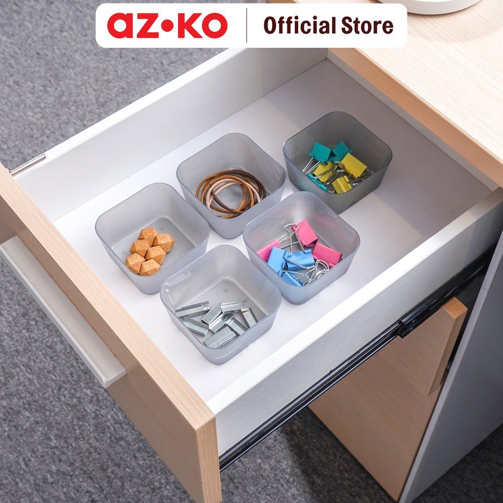 AZKO Stora Organizer Laci 8.3x8.3x4.5 cm Set 5 pcs - Abu-Abu Pembagi Laci Sekat Drawer Organizer Tray Laci