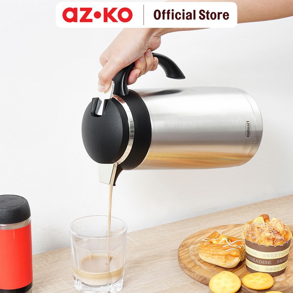 AZKO Culinart Teko Vacuum Flask Stainless Steel 1.9 Liter - Hitam Termos Jug Termos Insulated Server Flask Jug - Gambar 3