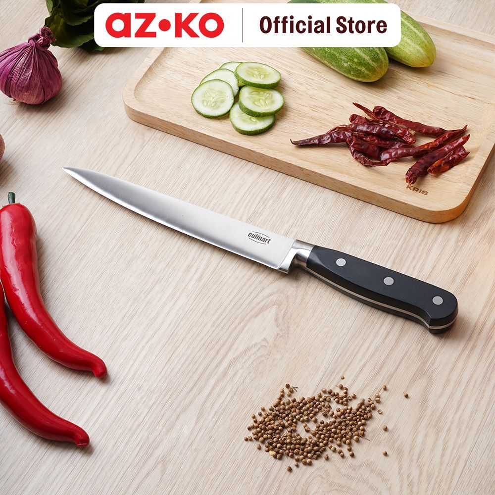 AZKO Culinart 8 inci Pisau Pengiris - Hitam Pisau Iris Daging Slicing Knife Alat Pemotong Perlengkapan Dapur - Gambar 2