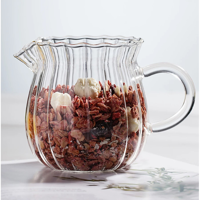 AKIEMSTR YWDL Teko Teh Pitcher Kaca Borosilikat Tahan Panas Kopi Milk Jug 370ml - YD1 - Gambar 2
