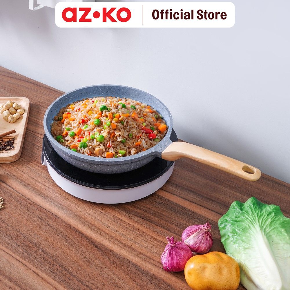 AZKO Culinart 26 cm Ultima Wajan Penggorengan - Abu-Abu Frypan Pan Wok Anti Lengket Non Stick Teflon Penggoreng Alat Masak Perlengkapan Dapur - Gambar 4