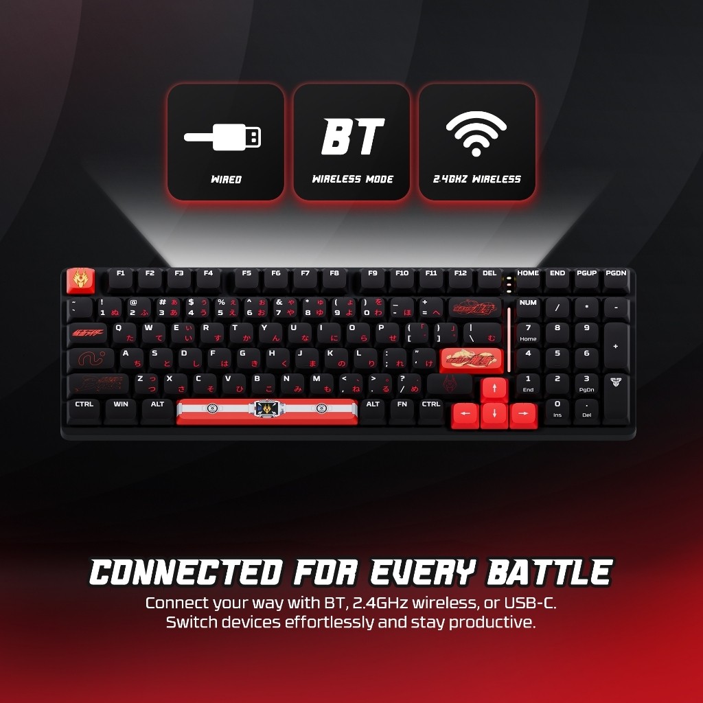 Fantech x Kamen Rider Maxfit Air99 MK916 / MK-916 Wireless Mechanical Keyboard Low Profile Tri-Mode BT 2.4G RGB PC Mac Special Keycaps - Gambar 3