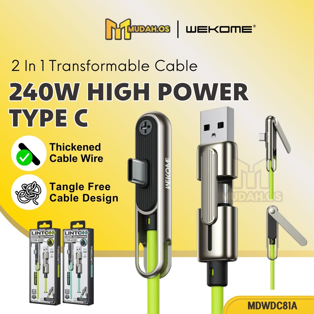 WEKOME 240W 2 In 1 Cable Super Fast Charging USB Type C USB Android ...