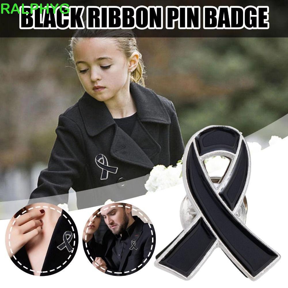 RALPHYG Funeral Ribbon Badge Brooch, Melanoma Cancer Awareness Black ...