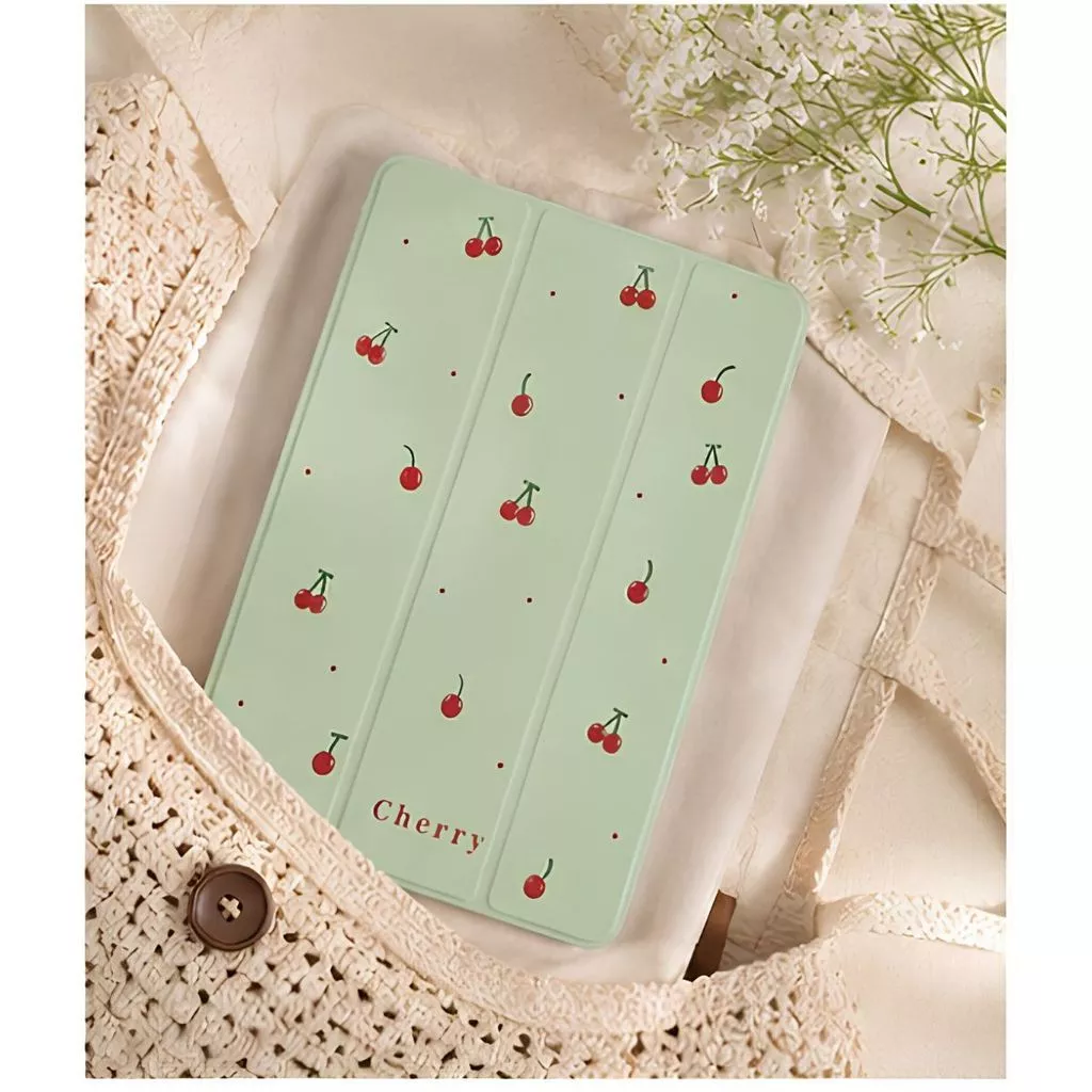 Baby Cherry Case iPad Gen 11 Air 4/5 Gen 7 8 9 10.2" Air 4 5 6 gen 10th 10.9 inch Mini 1 2 3 4 5 6 7 Pro 11" Cute Flip Matte Cover Magnetic - Gambar 2