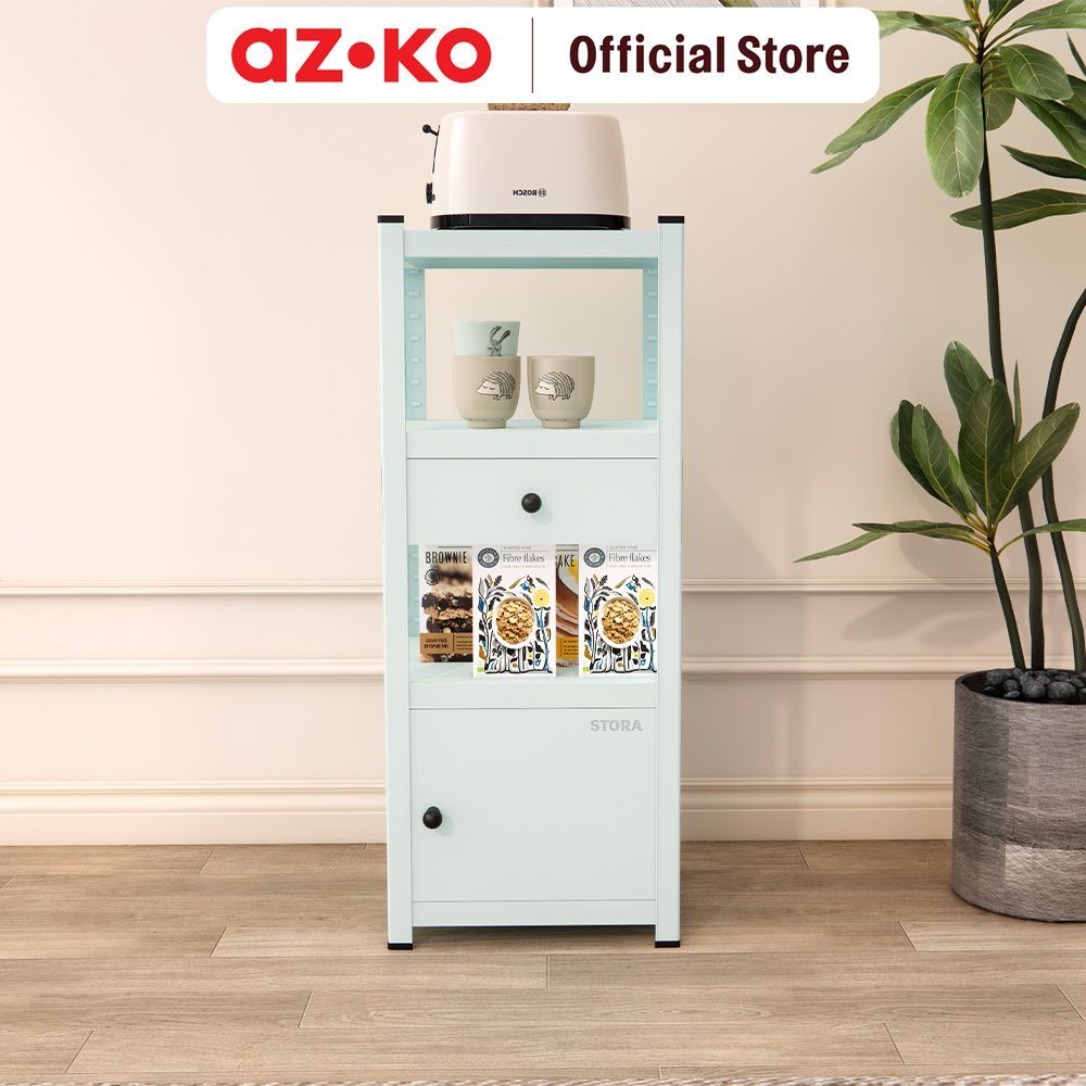 AZKO Stora Spacio Kabinet Dengan Laci Penyimpanan - Hijau Mint Lemari Simpan Kabinet Serbaguna Rak Penyimpanan Tempat Barang