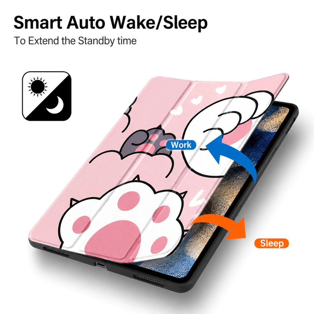 Paw Cute Case Matte Galaxy Tab A11+ 11" / A7 S6 LITE 10.4 Inch / A7 A9 A11 8.7" / S7 S8 / S9/S9FE Cover Neko Paw TPU TriFold Function Premium Quality - Gambar 4