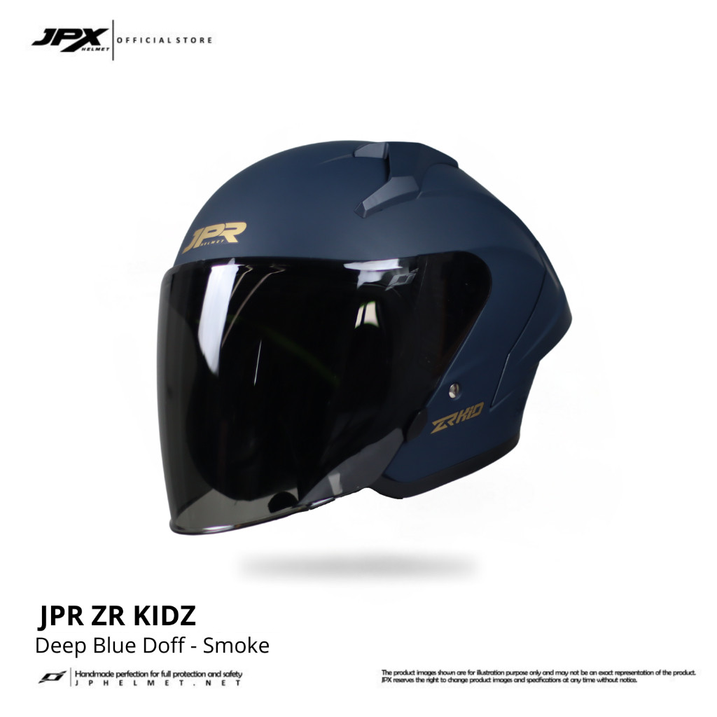 Helm Halfface JPR ZR Kidz Original Full ABS SNI - Deep Blue Doff - Gambar 3