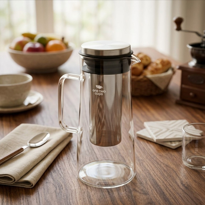 AKIEMSTR Teko Kaca Kopi Teh Pitcher Cold Brew Stainless Filter - MD-10 - Gambar 3