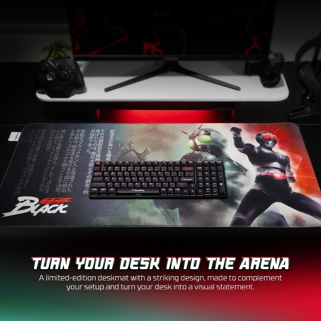 Fantech x Kamen Rider Black ATO Deskmat MP905 Mousepad Gaming XL 90x40cm 4mm Anti Slip Stitching Mouse Pad - Gambar 4