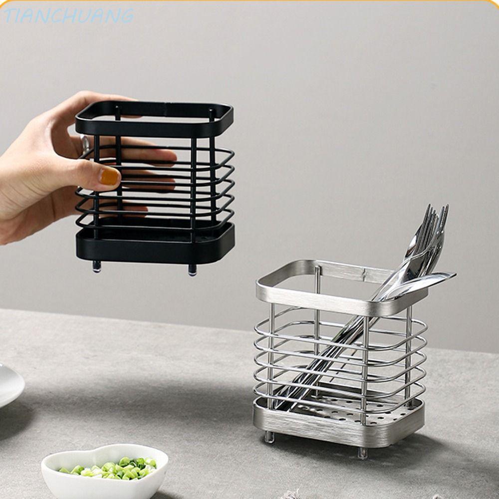 TIANCHUANG Kitchen Cutlery Holder, Stainless Steel Draining Hole Base ...