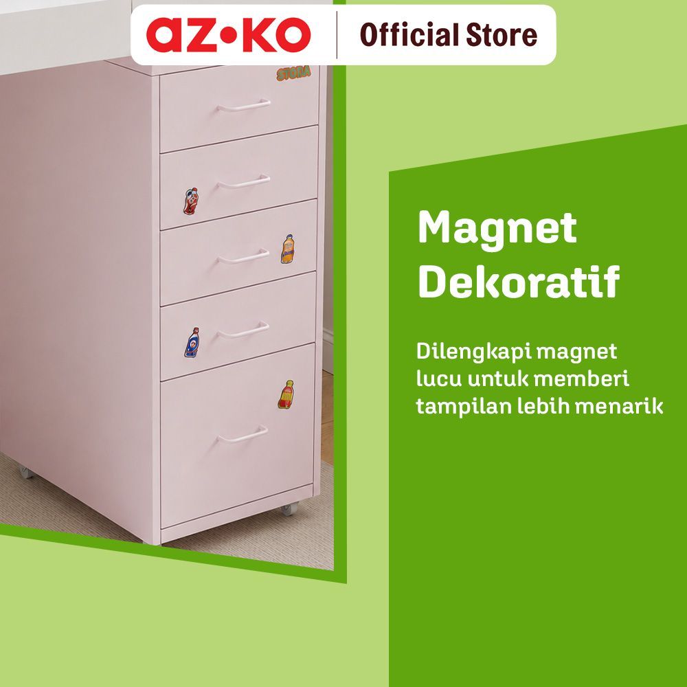 AZKO Stora Studia Laci Penyimpanan 5 Tingkat - Pink Desk Drawer Organizer Tempat Alat Tulis Mini ge Laci Meja Kerja - Gambar 4
