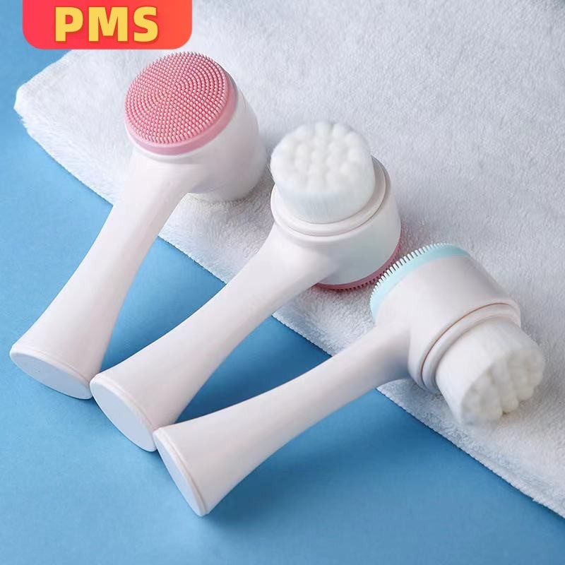 POPMAKER SHOP ALAT CUCI MUKA Sikat Pembersih Wajah Silikon 2IN1 H951 Facial Cleansing Brush dengan 2 Sisi Bulu Lembut Cocok untuk Deep Pore Cleaning COD
