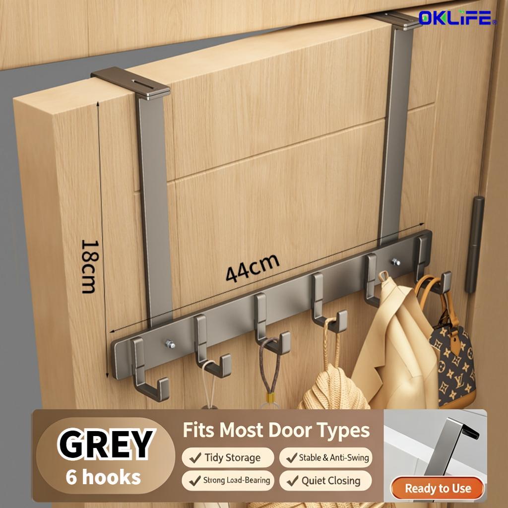 Over‑Door Hanging Hook Rack Adjustable No‑Punch Door Back Organizer Hanger for Coat Towel Bag Hat Storage view 11