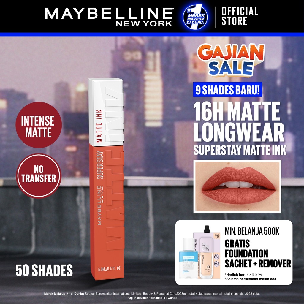 [SHOPEE BEAUTY AWARDS - BEST LIP MAKEUP] MAYBELLINE OFFICIAL Superstay Matte Ink Liquid Long Lasting Waterproof Matte Lipstick Lipcream Make Up Transferproof Tahan 16 Jam Vinyl Ink Lipstik Lip Gloss Liptin