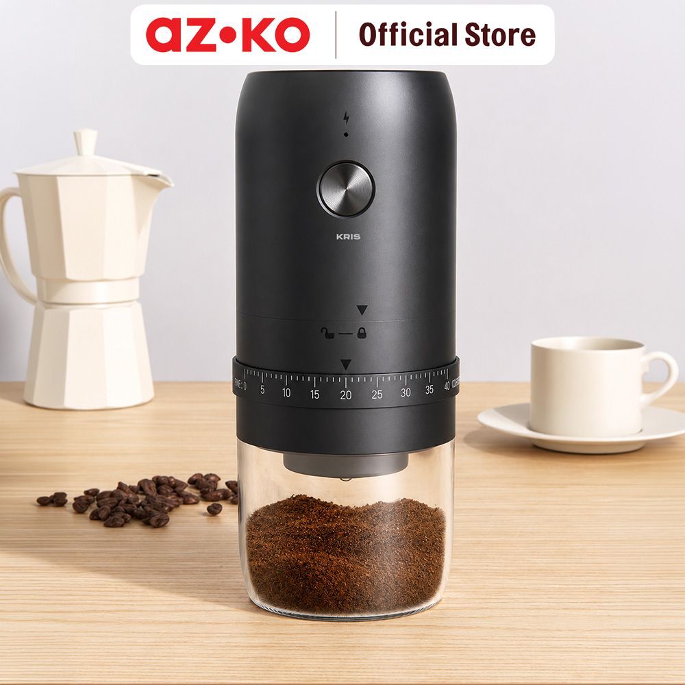AZKO Kris Coffee Grinder Electric Portable Rechargeable 25 Watt - Hitam Penggiling Kopi Coffee Mill Giling Biji Grinder Elektrik